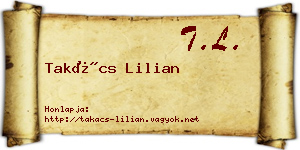 Takács Lilian névjegykártya